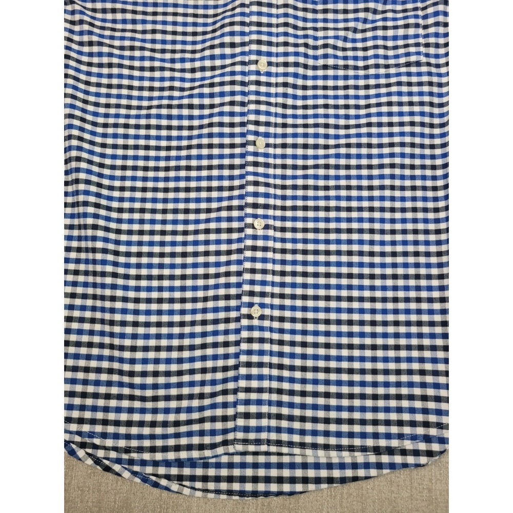 Free Assembly Button Down Shirt Mens L Blue Gingham Plaid Long Sleeve Cotton - Picture 9 of 11